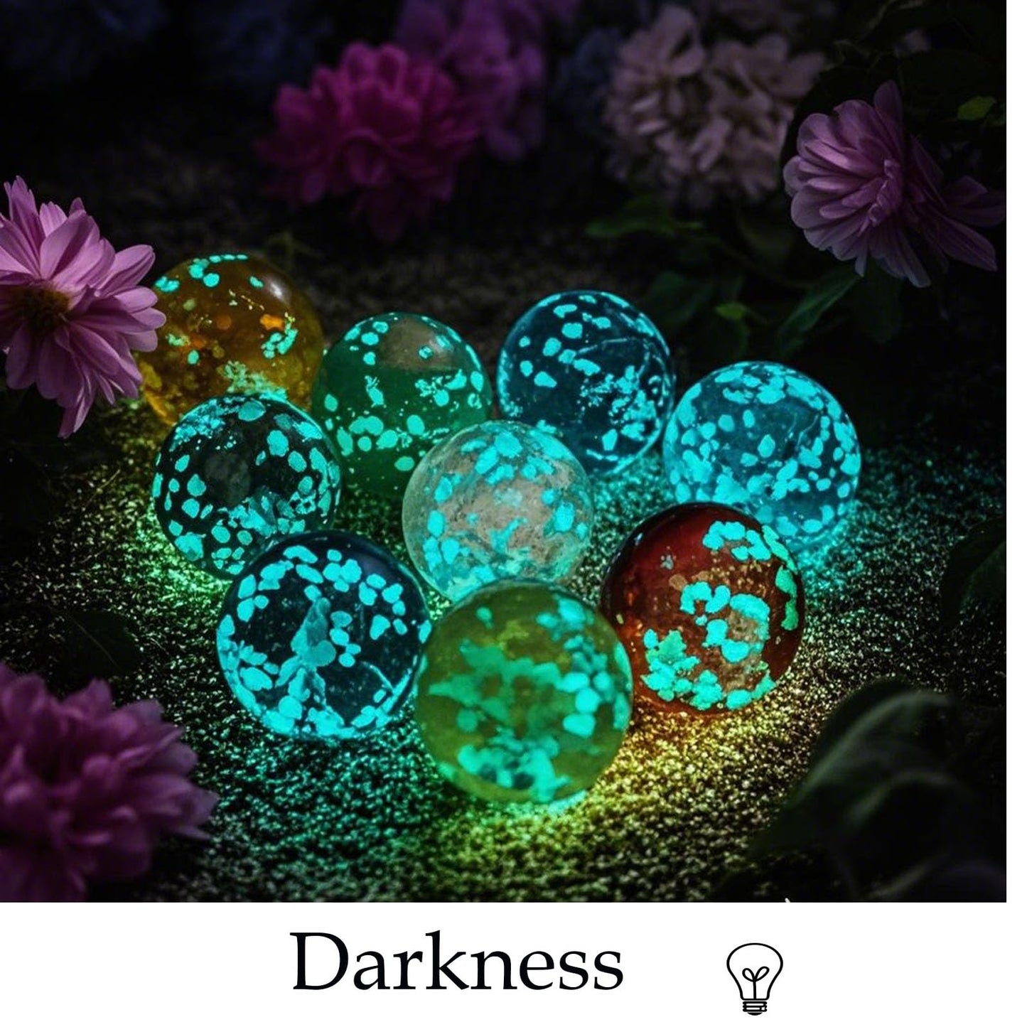 200 PCS 8mm Glow in The Dark Beads Bulk Round Luminous Glass Beads with Holes for Jewelry Making Bracelets Earrings Necklace Glow Loose Spacer Ball Beads