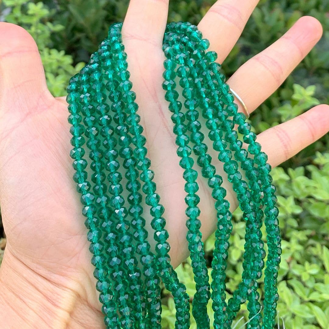 1000pcs Czech Faceted Rondelle Crystal Glass Loose Beads 6mm Spacer Bulk Emerald Green for DIY Craft Jewelry Making CCR624