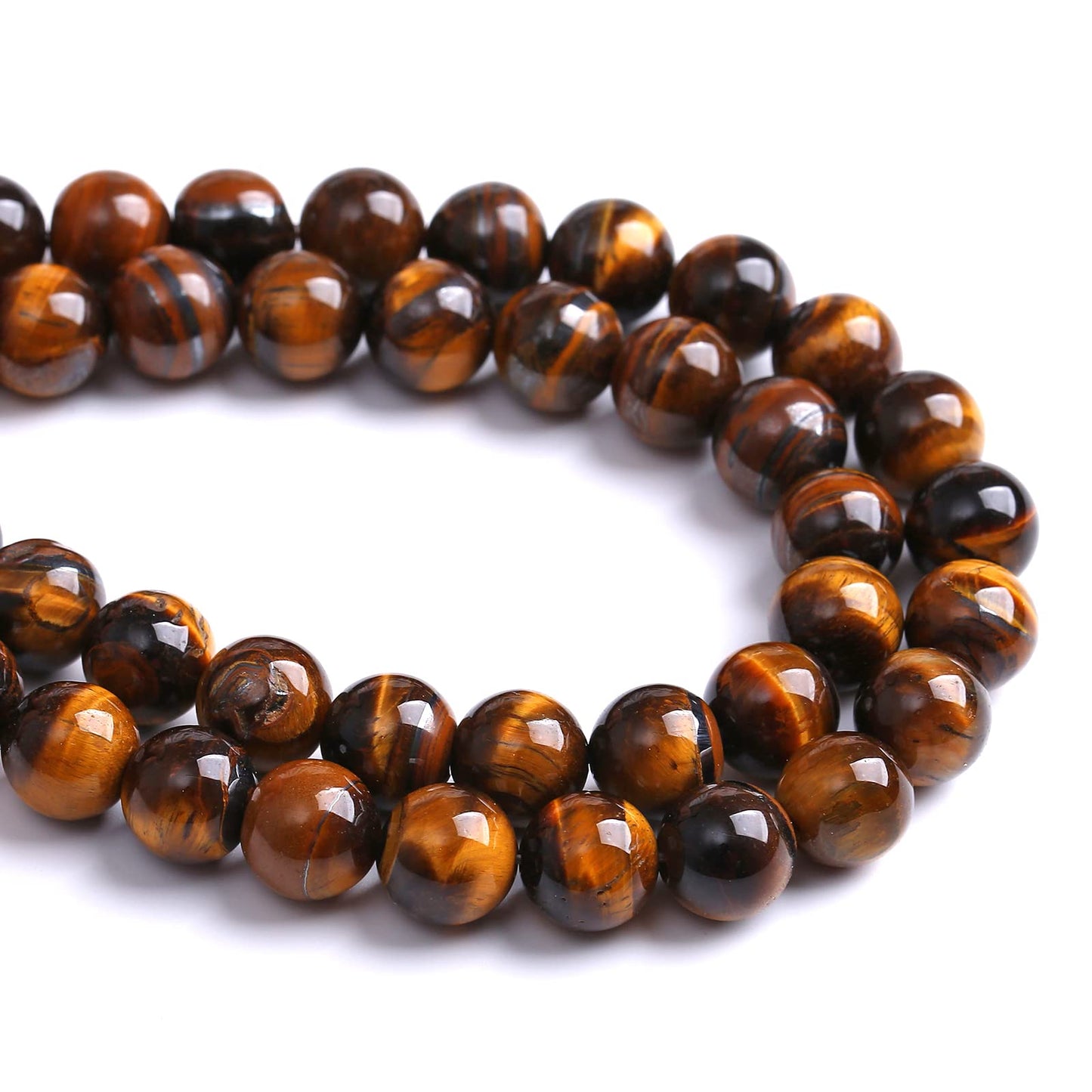 12MM 30PCS Natural Stone Yellow Tiger Eye Stone with Iron Mine Beads for Jewelry Making DIY Bracelet