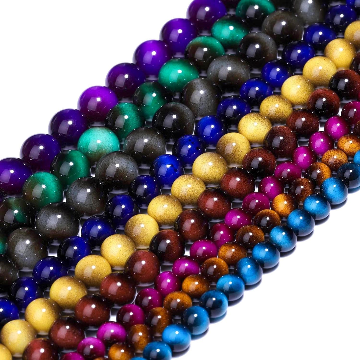 Song Xi 38PCS 10mm Khaki Tiger Eye Gemstone Beads for Jewelry Making, Round Smooth Glass Beads for DIY Bracelet Necklace Earring Keychain, Arts and Crafts, for Christmas Wedding Birthday