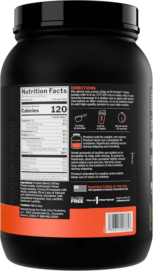 Rule 1 R1 Protein Whey Isolate - with 25g Protein & 6g BCAA Exclusively from Isolated & Hydrolyzed Sources for Workout Recovery (2 Pounds*, Mint Chocolate Chip)