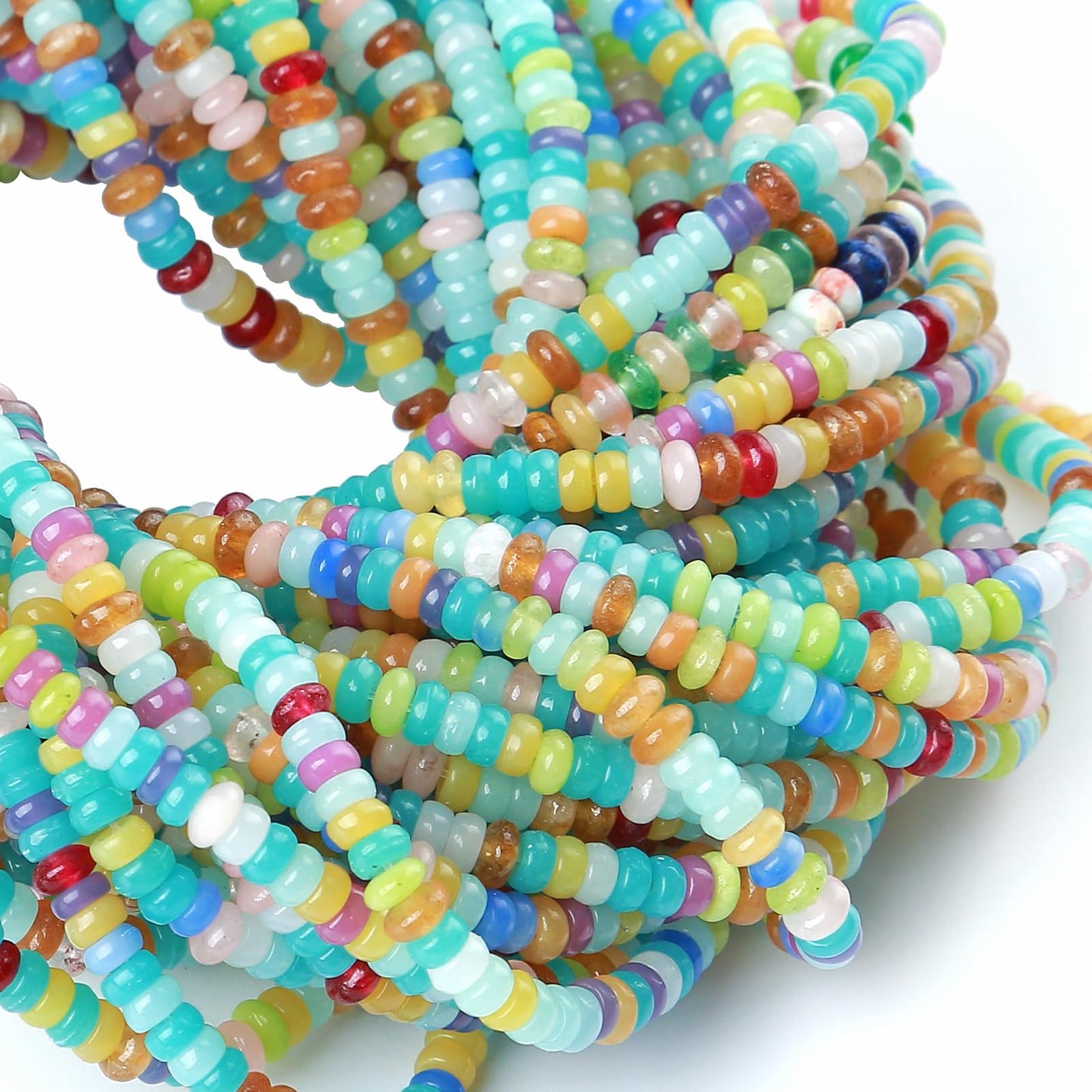 2x4MM 150PCS Colorful Jade Stone Tube Rondelle Abacus Disk Spacer Loose Beads for Jewelry Making
