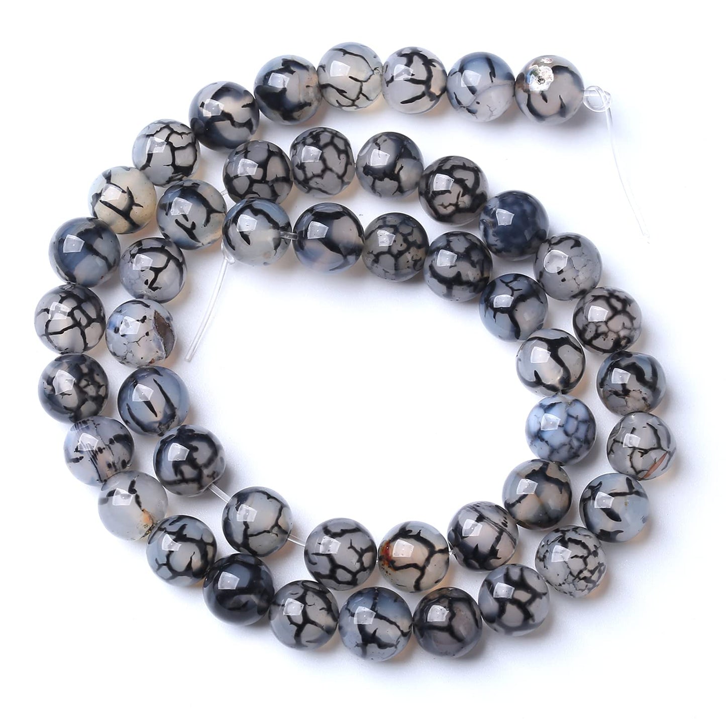12MM 31PCS Natural Stone Black Dragon Vein Agate Beads for Jewelry Making DIY Bracelet