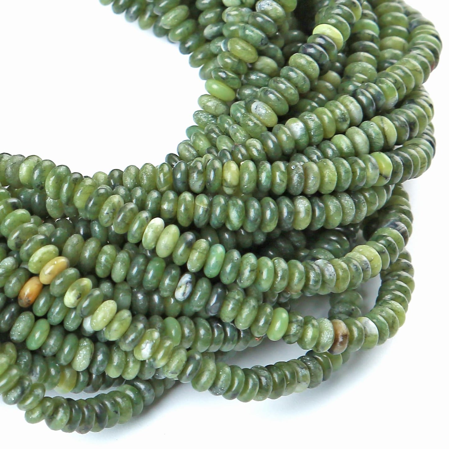 2x4MM 150PCS Chinese Green Jade Tube Rondelle Abacus Disk Spacer Loose Beads for Jewelry Making