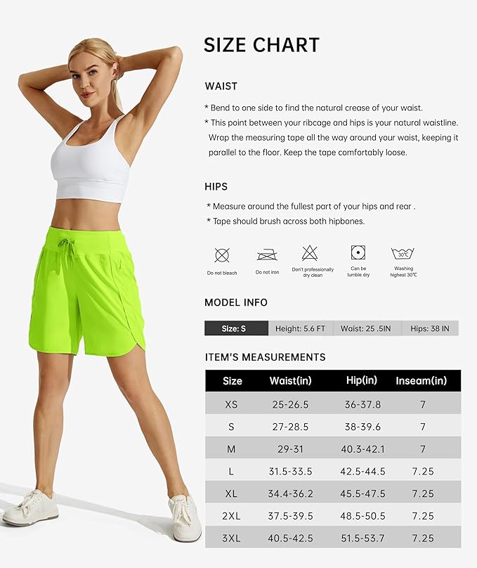 Willit Women's 7" Athletic Running Shorts Long Workout Hiking Shorts Quick Dry High Waisted Active Zipper Pocket(X-Small)
