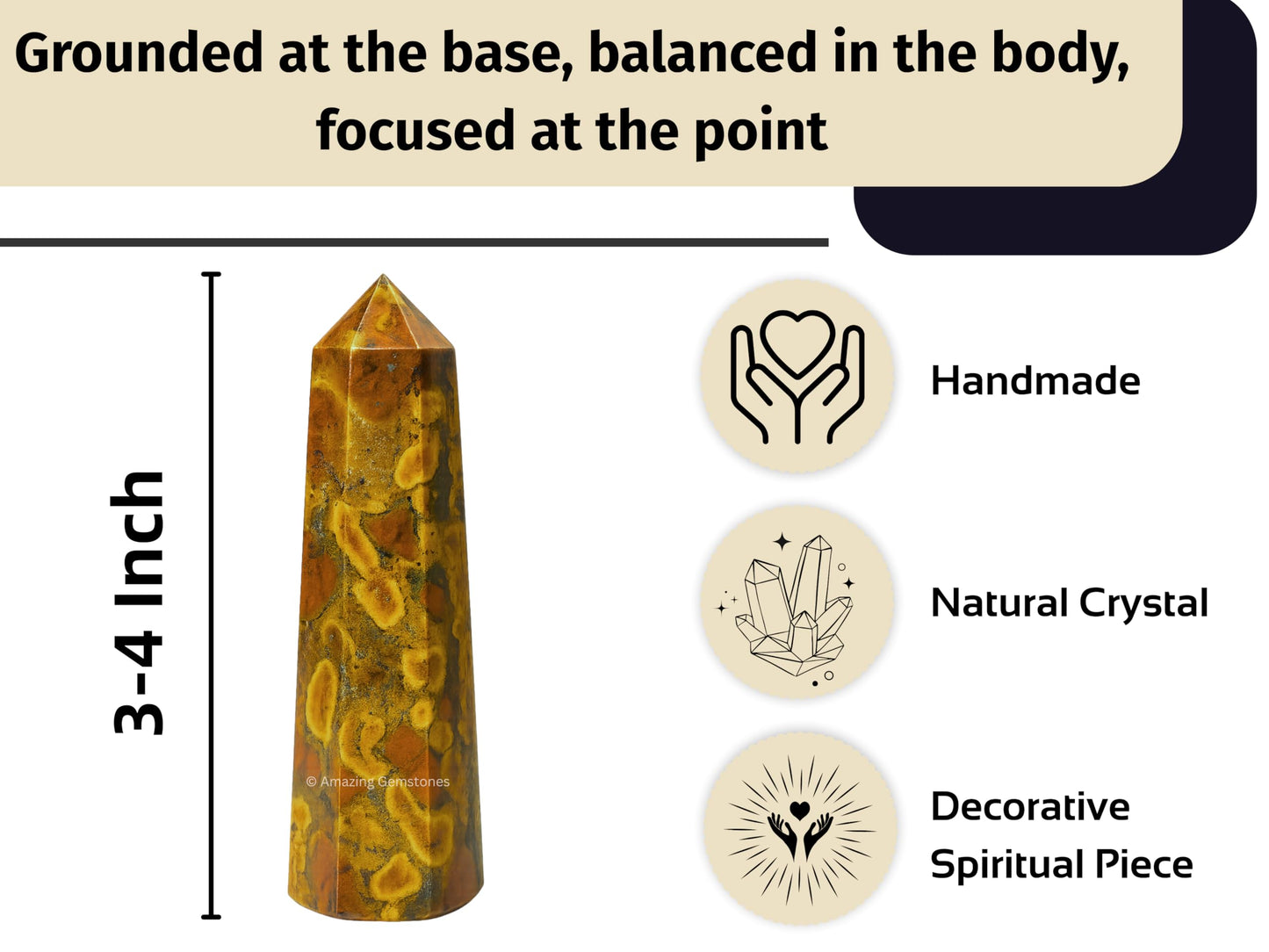 Amazing Gemstone Fruit Jasper Crystal Towers - Natural Healing Crystal Point Obelisk for Reiki Healing and Crystal Grid (3" to 4" INCH)
