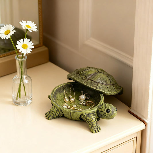 Key Holder Outdoor Waterproof Realistic Turtle Design, Hide a Key Hider with Secret Storage Compartment for Spare Keys, Trinket Box,Mom Gift Resin Spring Garden Ornament for Patio Yard Lawn Home Decor