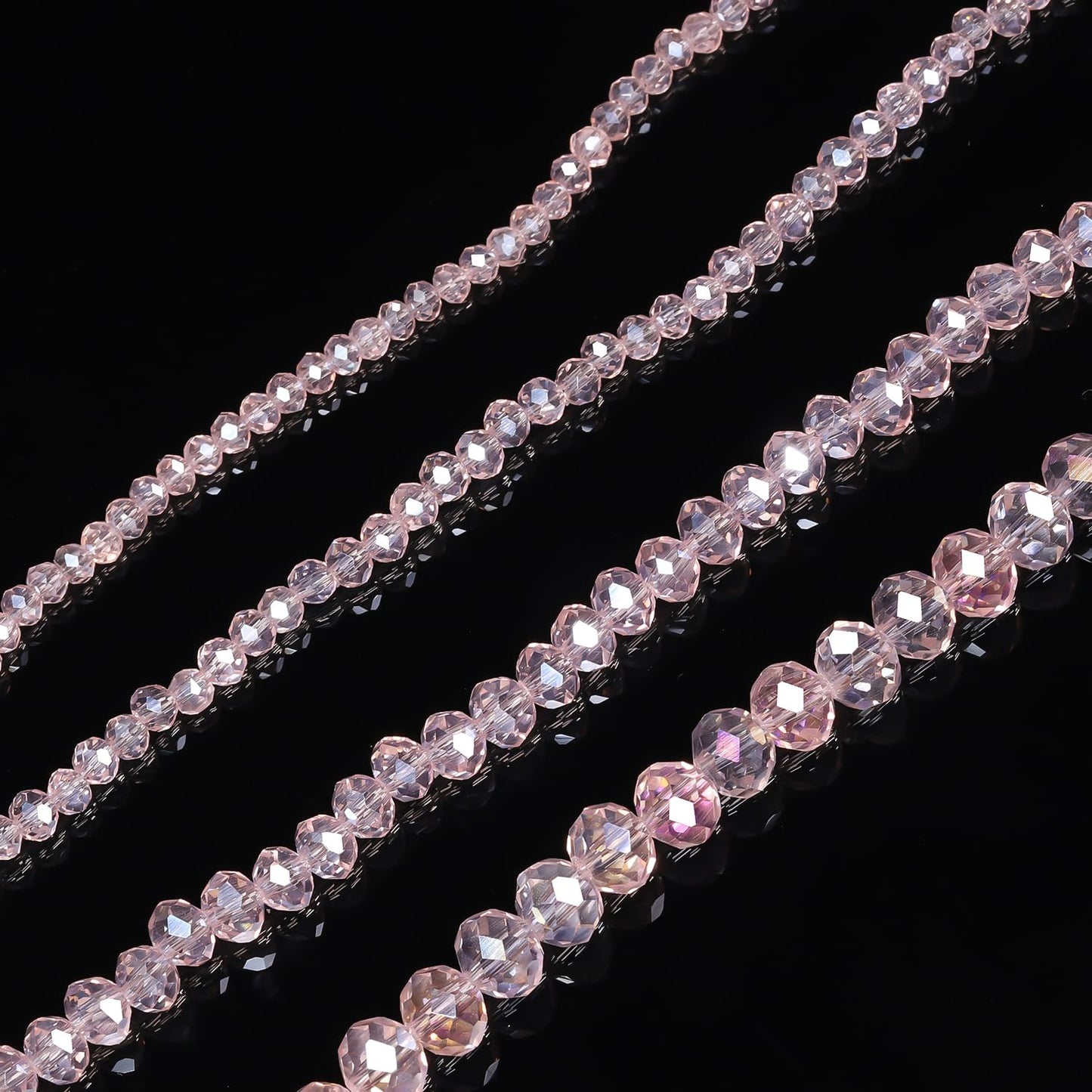 NITOPUPU 1000pcs 4mm Crystal Glass Beads for Jewelry Making Faceted Rondelle Flat Beads for Bracelets Necklace Earrings DIY Crafts (Pink Crystal AB Bead)