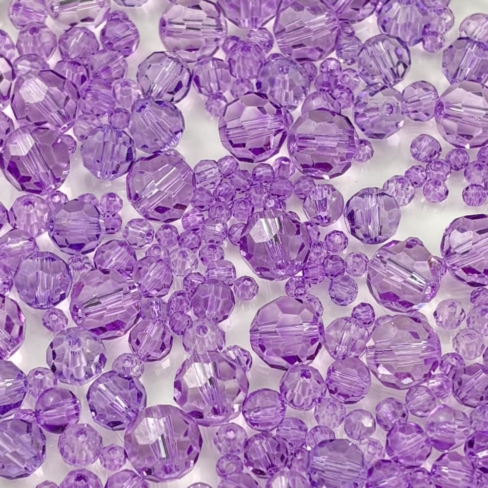 Honkoolly 480pcs Crystal Glass Beads 3mm 4mm 6mm 8mm 10mm Round Faceted Glass Spacer Beads for Bracelets Necklace Earring DIY Jewelry Making Craft(Crystal Purple)
