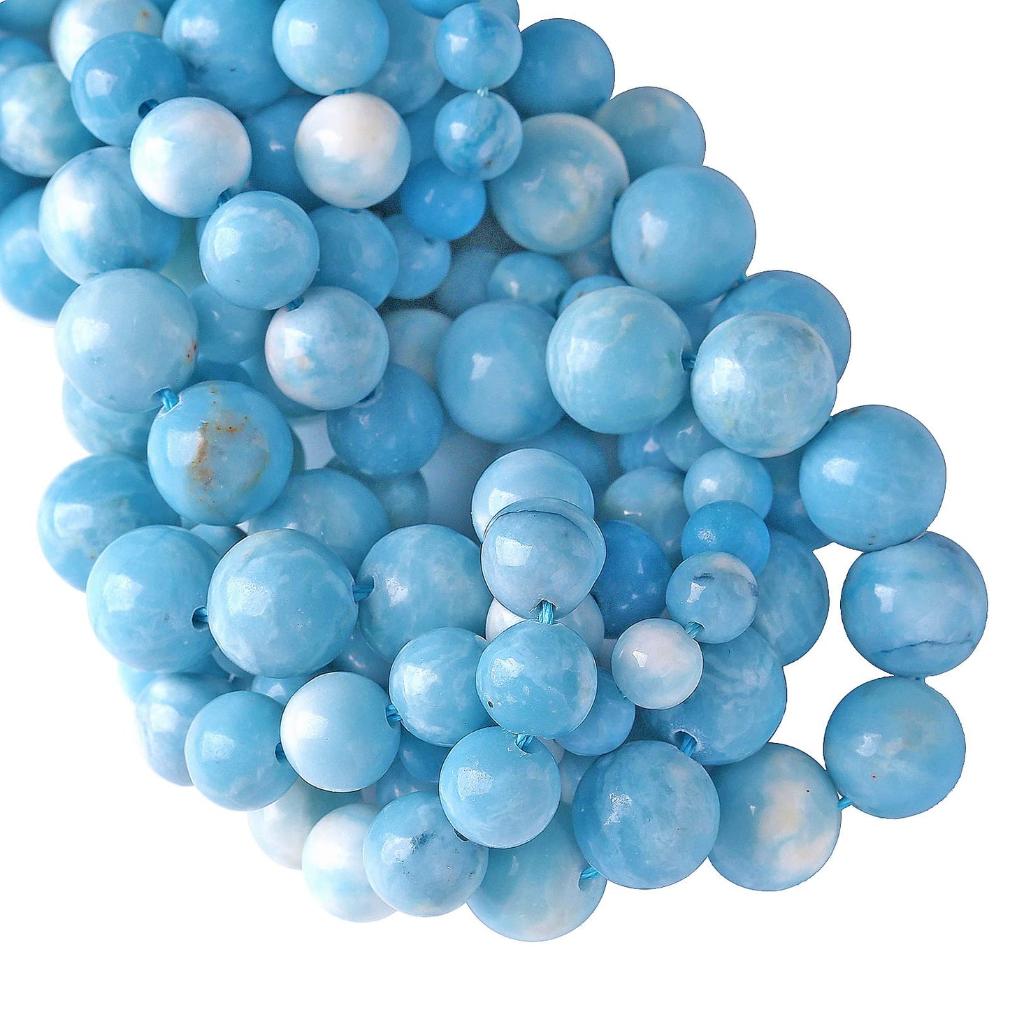 10MM 36PCS Natural Blue Larimar Gemstone Crystal Beads for Jewelry Making DIY Bracelet