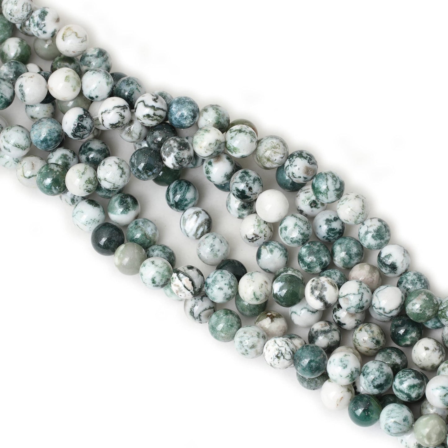CHEAVIAN 10mm 35PCS Natural Tree Agate Round Loose Beads for Jewelry Making 1 Strand 15"