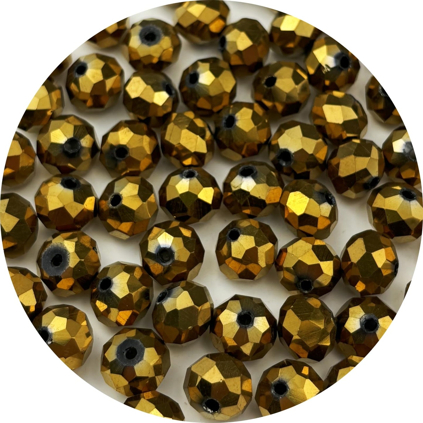 YUEXIGO 60pcs 10mm Crystal Glass Beads for Jewelry Making, Faceted Rondelle Glass Spacer Beads for Wind Chimes Bracelet Earring Necklace DIY Craft(Gold)