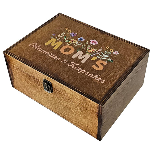 Mooniki Best Mom Gifts Wooden Memory Box for Keepsakes, Mom, Mother’s Day Gift from Daughter, Son, Rustic Brown Wooden Keepsake Box for Memories, Engraved Memory Keepsake Box, Decorative Storage Box