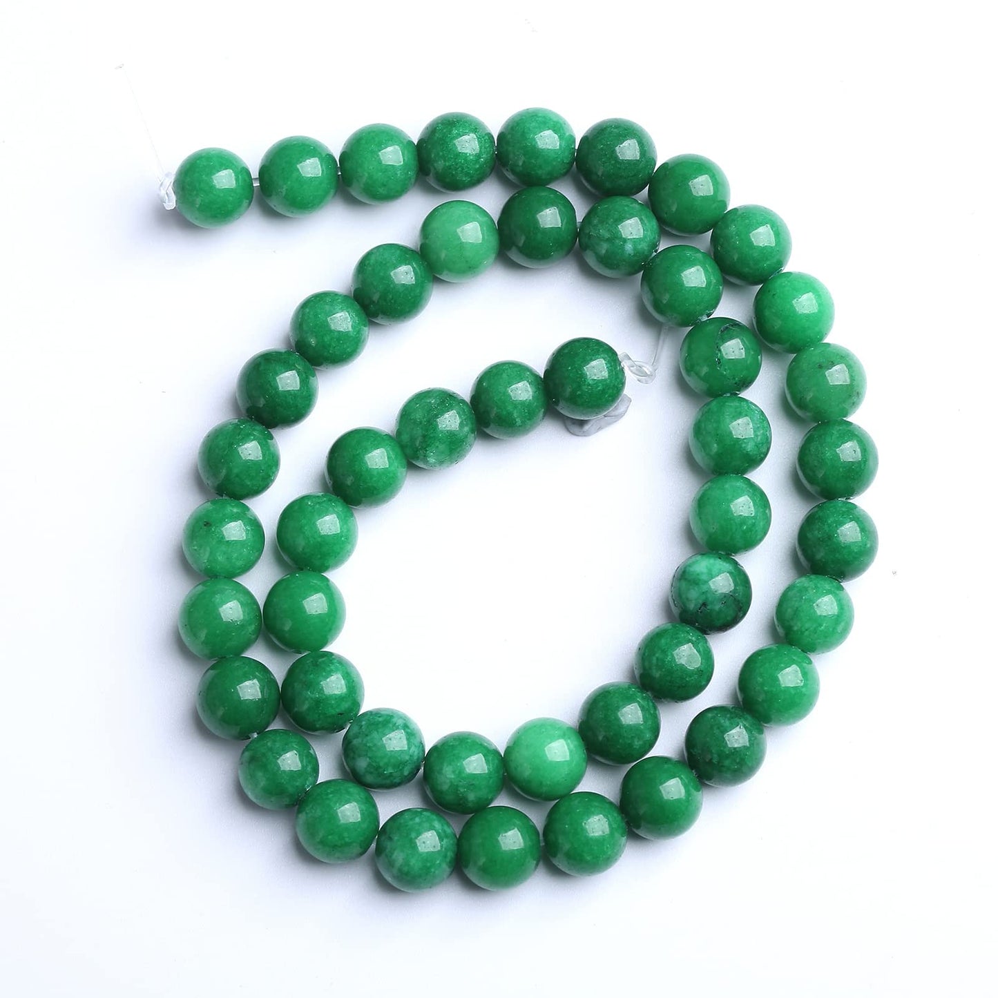 12MM 32PCS Natural Stone Green Cloudy Jade Spacer Loose Beads for Jewelry Making DIY Bracelet Necklace 1 Strand 15’’