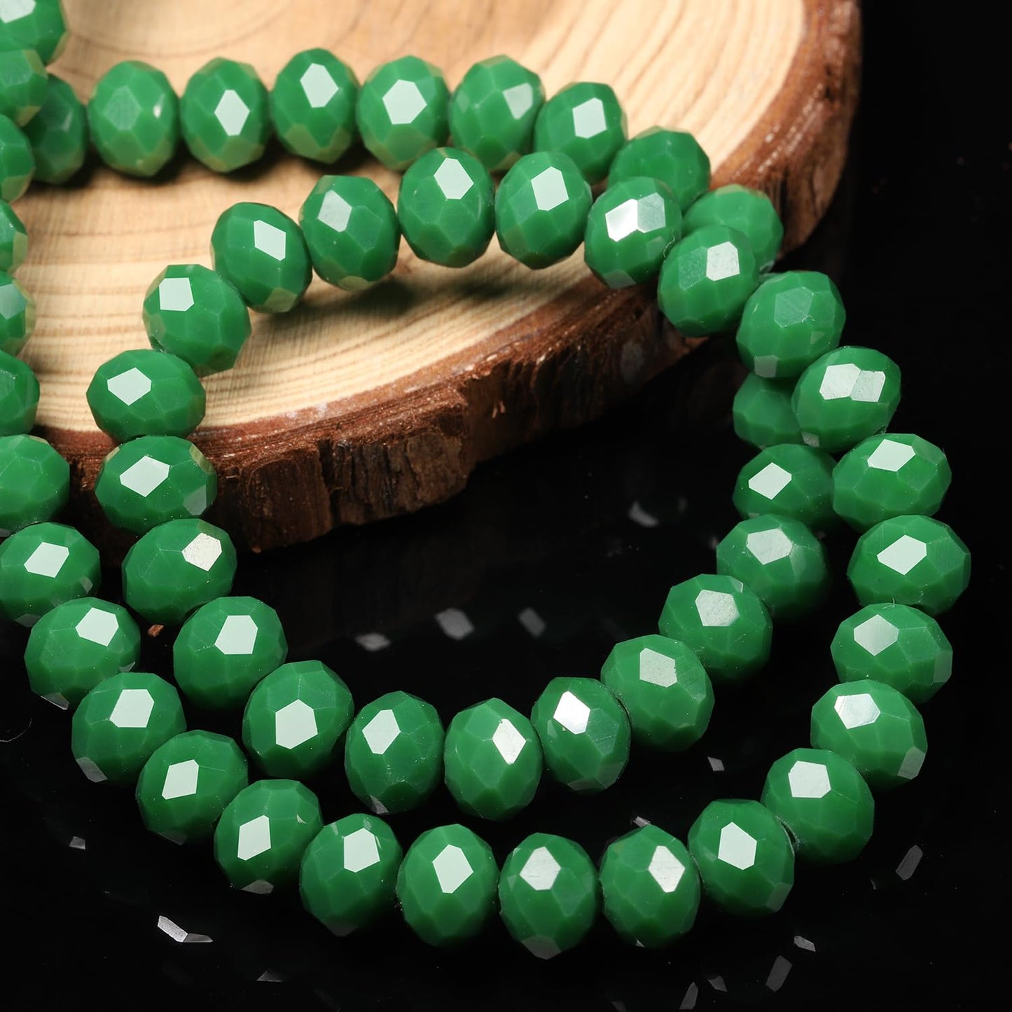 NITOPUPU 1000pcs 4mm Crystal Glass Beads for Jewelry Making Faceted Rondelle Flat Porcelain Beads for Bracelets Necklace Earrings DIY Crafts (Dark Green Porcelain Bead)