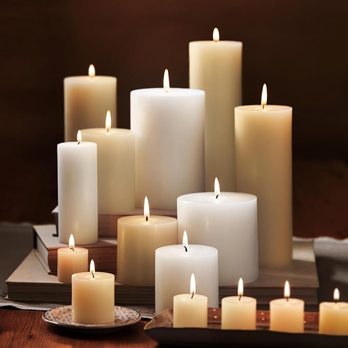 TAG Chapel 3X6 White Pillar Paraffin Wax Candle Unscented Drip-Free Long Burning 85 Hours for Home Decor Wedding Parties 3x6 White