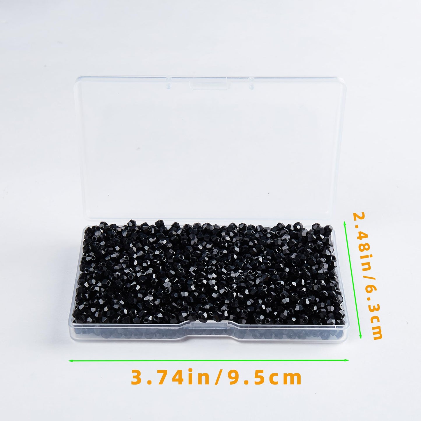 Laopottbeads 1200pcs Black 3mm Bicone Crystal Beads for Jewelry Making – Small Faceted Glass Beads for Bracelets, Earrings, Loc Sprinkles, DIY Crafts