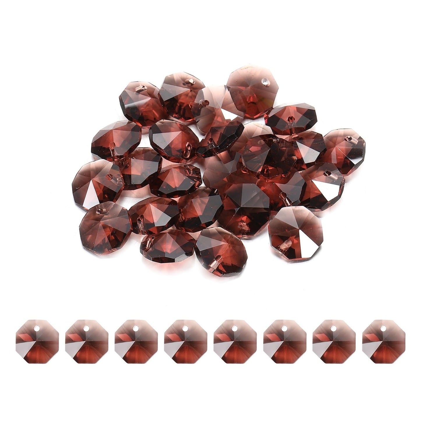 uxcell 25Pcs 1 Hole Crystal Octagon Beads, 12mm K9 Glass Hanging Chandelier Beads Prisms Parts for Crystal Chandeliers Lamp Hanging Pendant Jewelry DIY Craft, Red Violet
