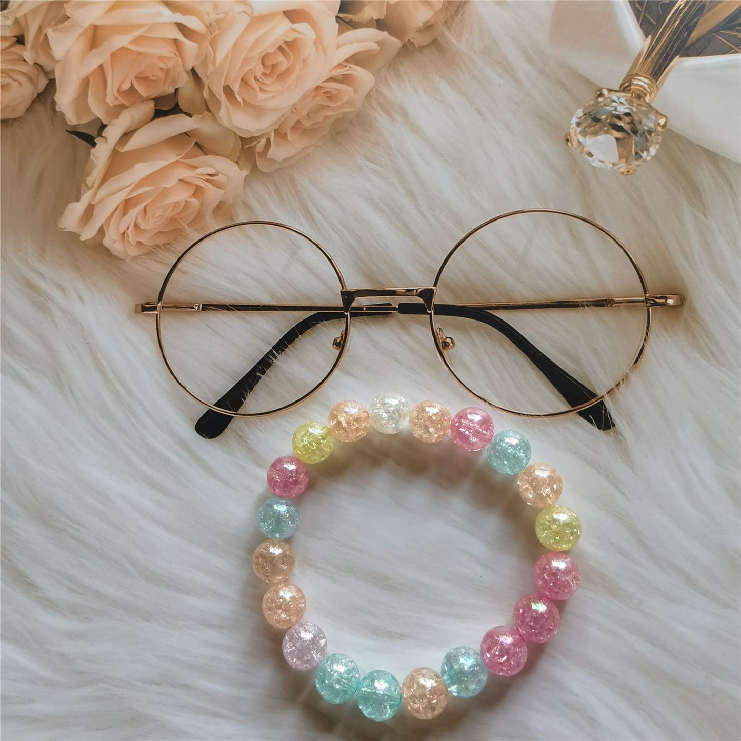 Xeahung 200PCS Colored Acrylic Round Crackle Glass Beads (12mm, 2mm Hole) for Jewelry Making, DIY Art Craft Projects