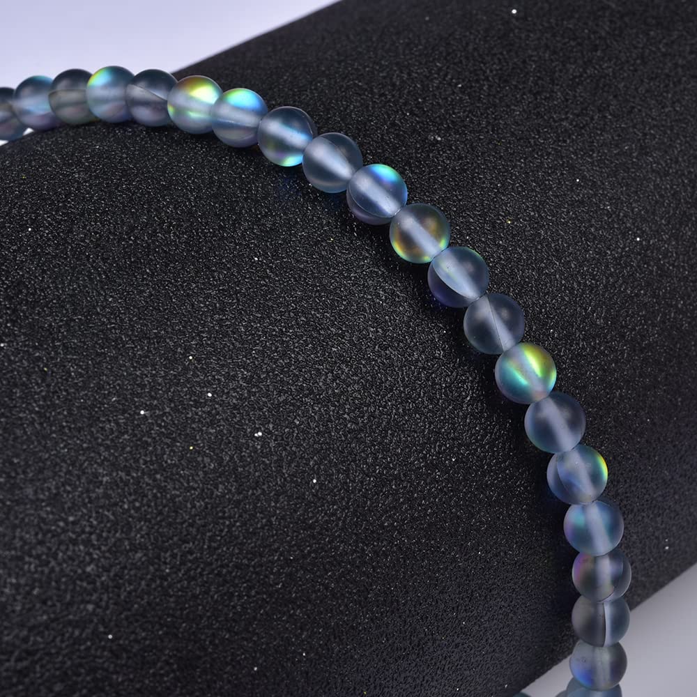 Asingeloo 60PCS 6mm Natural Gray Mystic Aura Quartz Gemstone Frosted Matte Titanium Round Loose Spacer Beads 15 inch Full Strand Crystal Healing Power Quartz