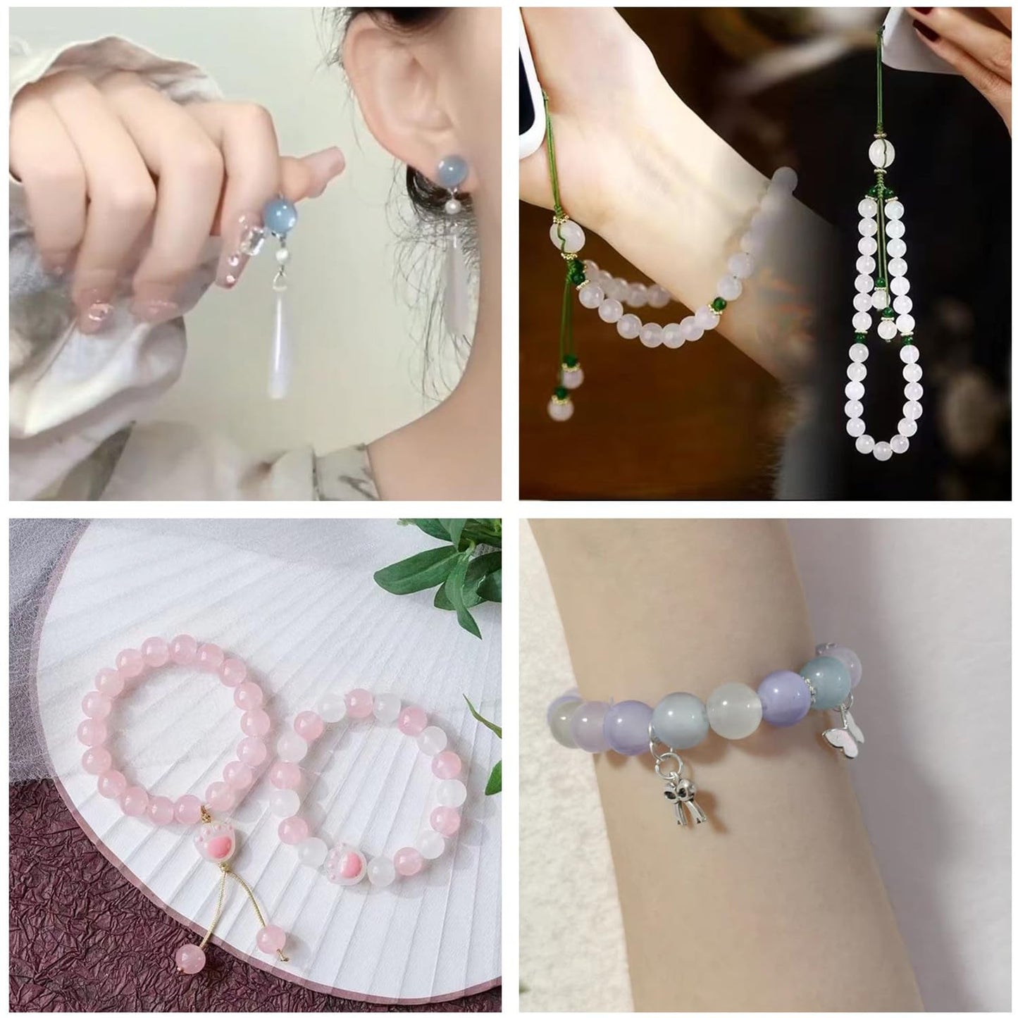 200PCS Glass Beads 8mm Glass Beads for Bracelets Necklaces Jewelry Making DIY Crafts (Pure Pink)