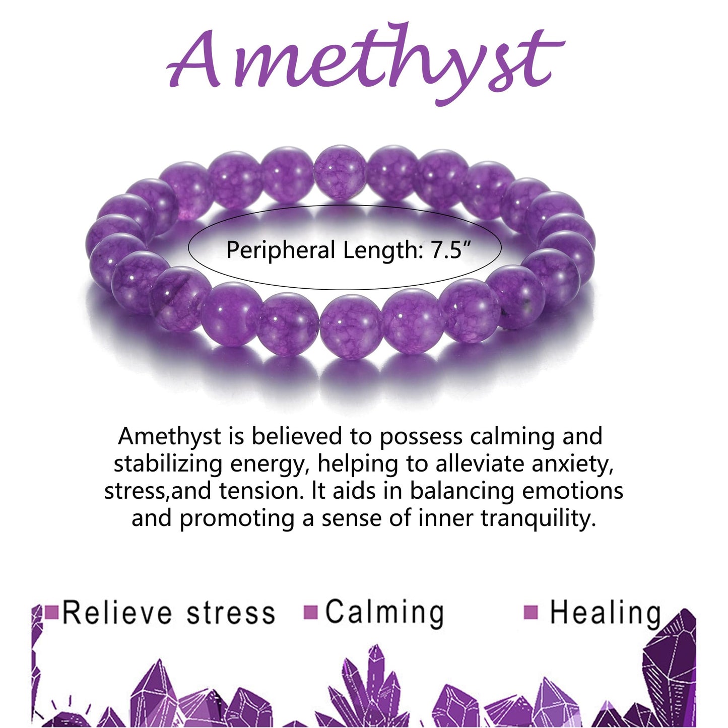 Udolfly Womens Crystal Beaded Bracelets for Women Men Protective Energy Bracelet Natural Gemstone Bead Bracelet 4mm Amethyst