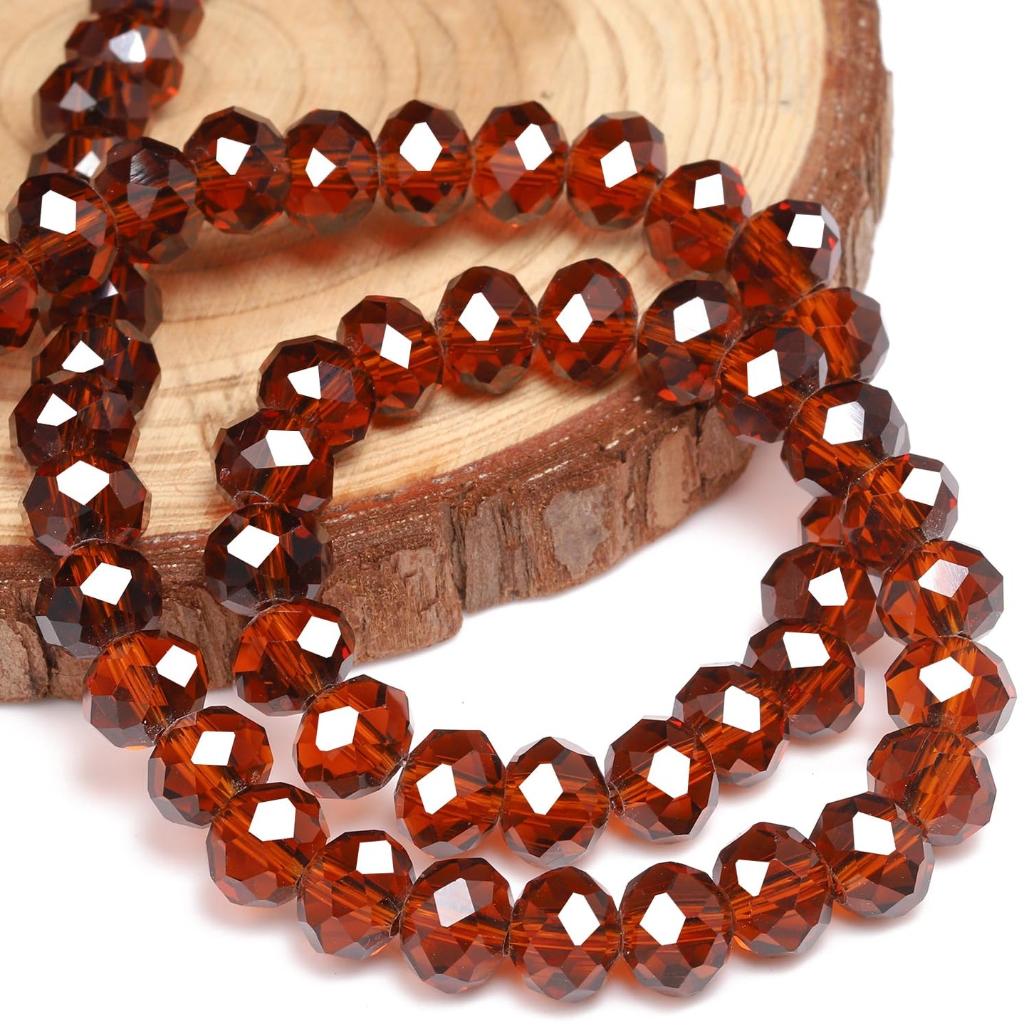 NITOPUPU 1000pcs 4mm Crystal Glass Beads for Jewelry Making Faceted Rondelle Flat Beads for Bracelets Necklace Earrings DIY Crafts (Dark Amber Jade Crystal Bead)