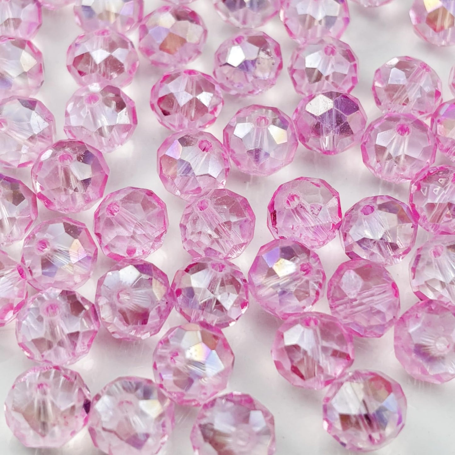 YHYPOCI 100pcs 8mm Crystal Glass Beads for Crafts Faceted Rondelle Glass Beads for Jewelry Making Crystal Spacer Beads for Necklaces Bracelets Earrings DIY Craft(Pink AB)