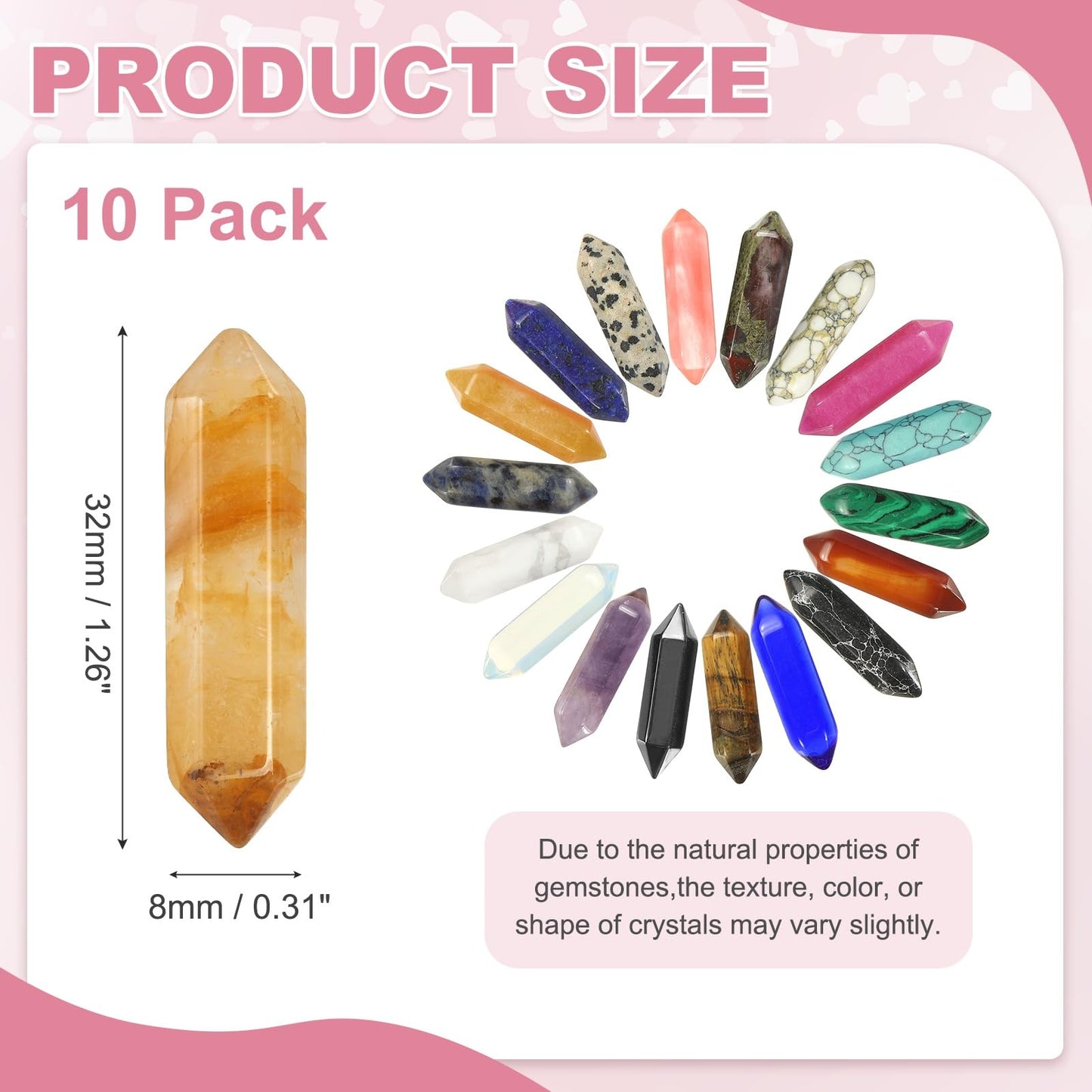 MECCANIXITY 10 Pack Yellow Agate Quartz Crystals, Polished Crystals Bulk Hexagonal Shaped Meditation Gemstone for Jewelry Making Energy Balance Accessories Gifts