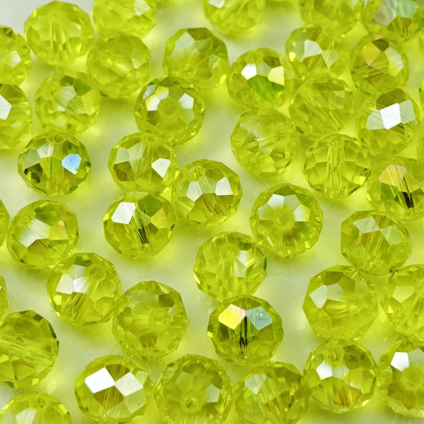 YHYPOCI 100pcs 8mm Crystal Glass Beads for Crafts Faceted Rondelle Glass Beads for Jewelry Making Crystal Spacer Beads for Necklaces Bracelets Earrings DIY Craft(Lemon Yellow AB)