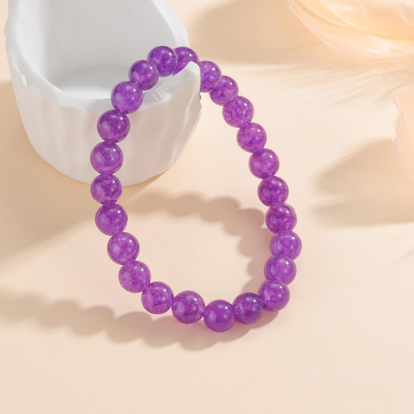 Udolfly Womens Crystal Beaded Bracelets for Women Men Protective Energy Bracelet Natural Gemstone Bead Bracelet 6mm Amethyst