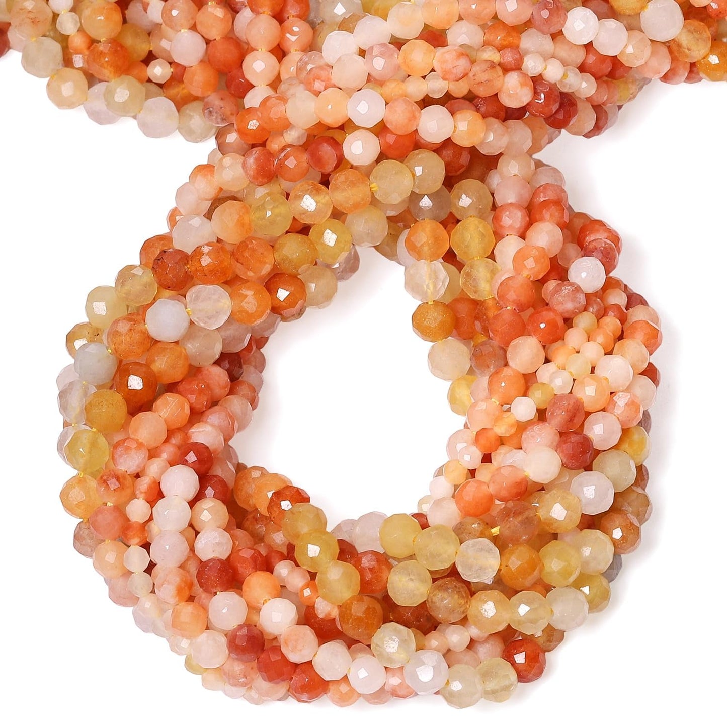 Song Xi 90pcs 4mm Natural Red Aventurine Gemstone Beads Faceted Round Loose Stone Beads for Jewelry Making (1 Strand)