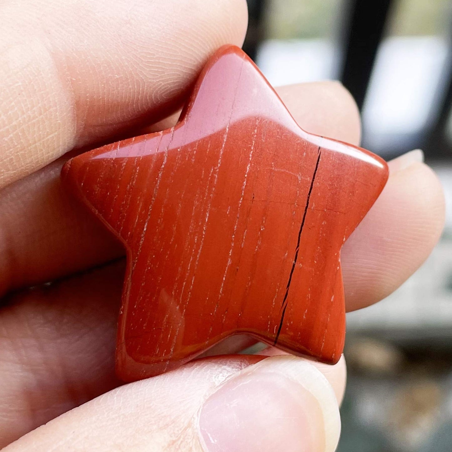Fekuar Red Jasper Crystal Star Chakra Stones for Reiki Healing Yoga Balance Meditation Polished Mini Pocket Palm Stone 1 Inch (30mm)