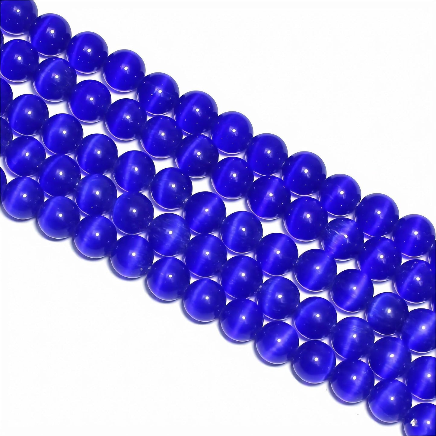 MJDCB 105pcs Sapphire Blue Cat Eye Stone Beads 10mm Round Crystal Loose Bead for Jewelry Making DIY Bracelets Necklace Accessories