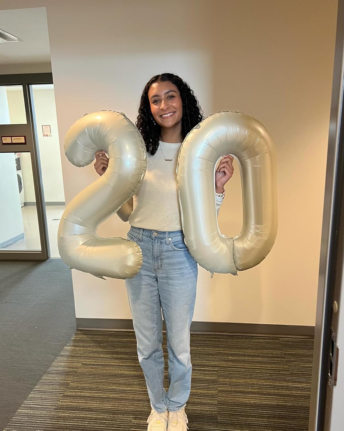 Regine Switzerland Cream Number Balloon - 40 Inch Birthday Decoration for All Ages | Perfect for Parties