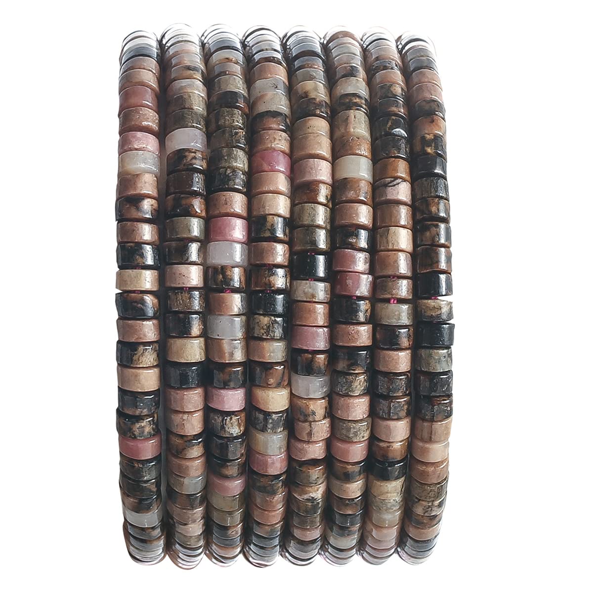 Natural Rhodochrosite Stone Spacer Beads 4x2mm 38cm/str Flat Round Loose Semi Gemstone Caps for Making Bracelets Necklace