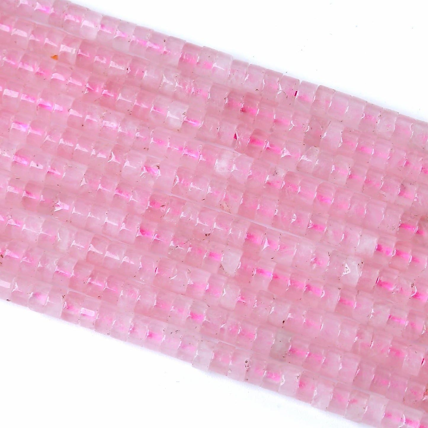 2x4MM 150PCS Rose Quartz Crystal Tube Cylinder Rondelle Abacus Disk Spacer Loose Beads for Jewelry Making