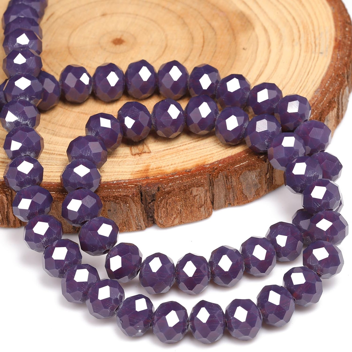 NITOPUPU 300pcs 8mm Crystal Glass Beads for Jewelry Making Faceted Rondelle Flat Beads for Bracelets Necklace Earrings DIY Crafts (Violet Jade Crystal Bead)