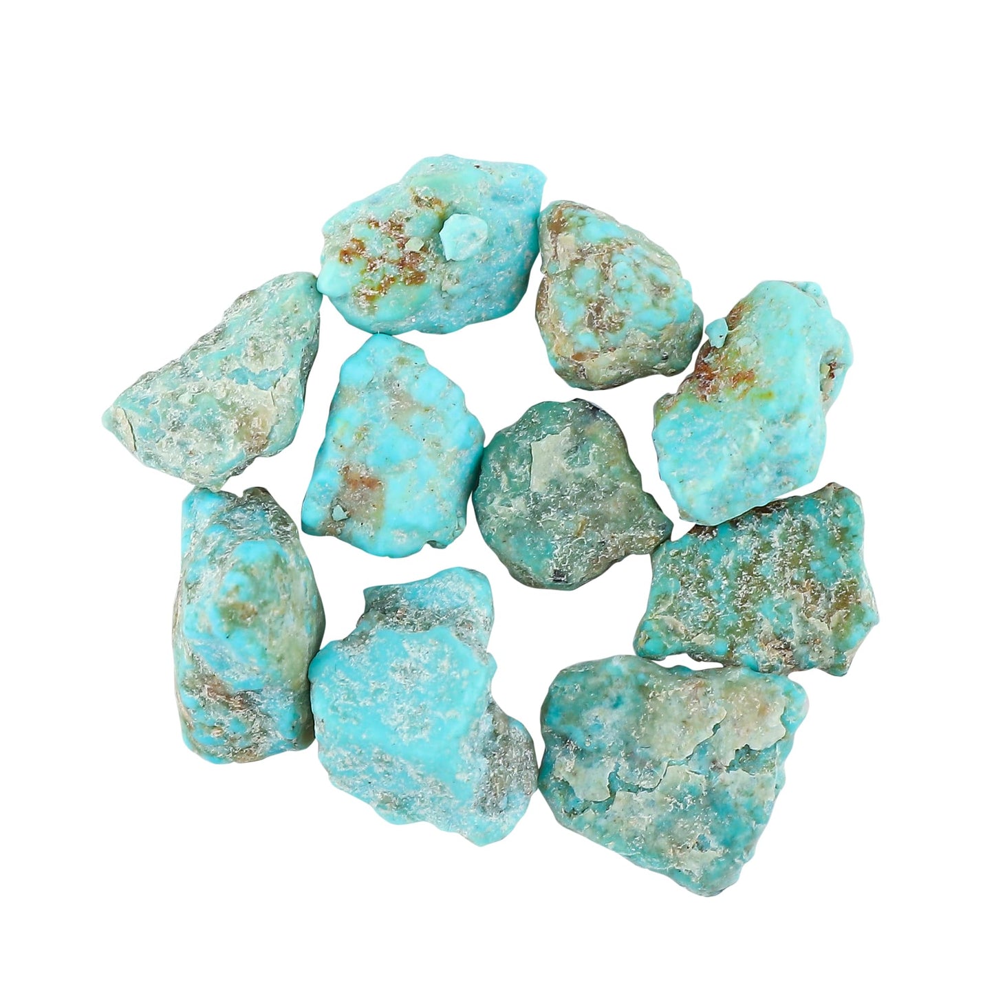 GEMKORA 10pcs, 30cts, Raw Turquoise Stone, Loose Gemstone Crystals, Wholesale Bulk Lot, Rough Crystals, Turquoise Rock, Jewelry Making Supply, DIY, Crafts, (8-10mm)