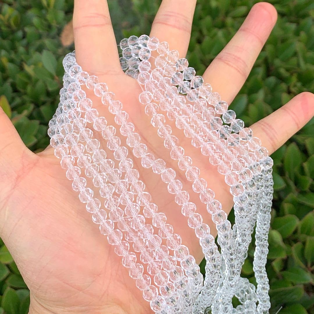1000pcs Czech Faceted Rondelle Crystal Glass Loose Beads 6mm Spacer Bulk Crystal Clear for DIY Craft Jewelry Making CCR601