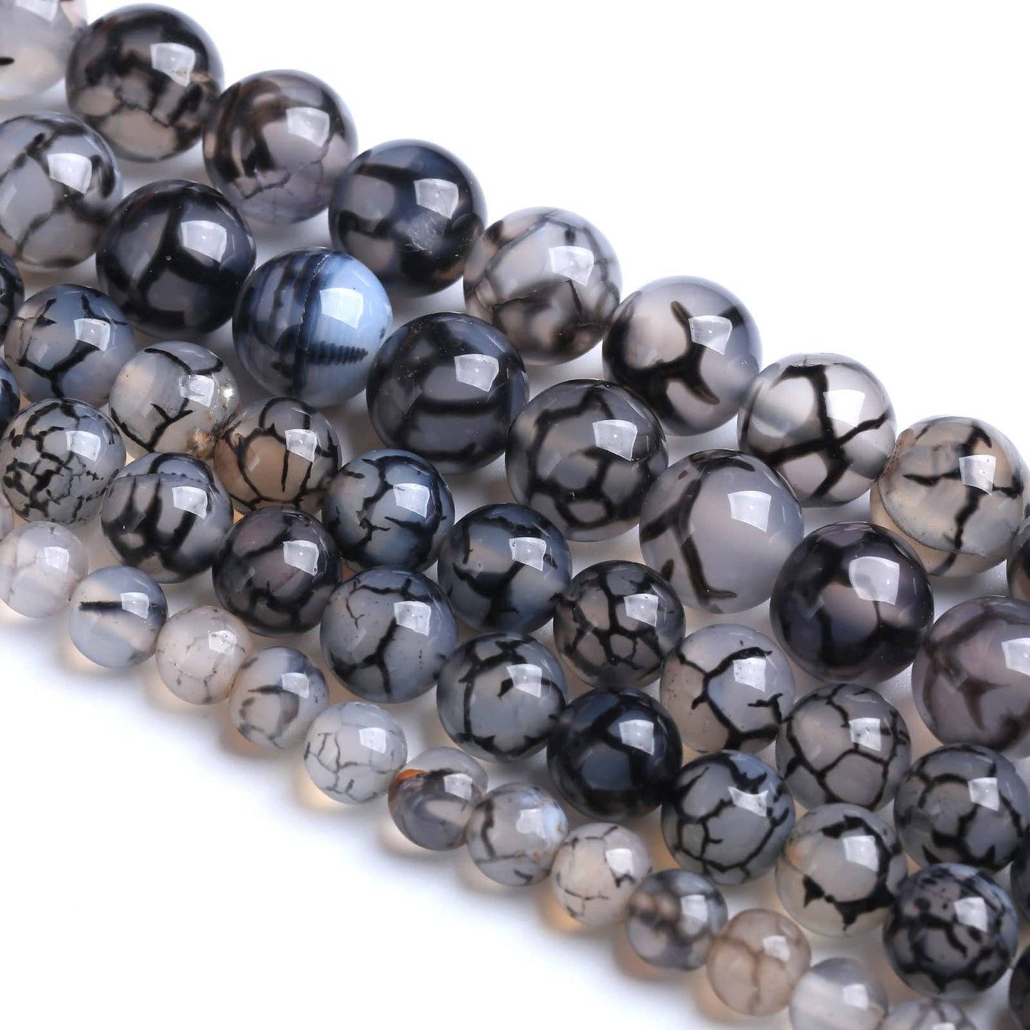 6MM 60PCS Natural Stone Black Dragon Vein Agate Beads for Jewelry Making DIY Bracelet