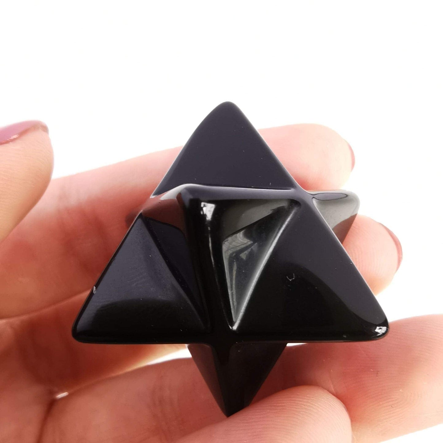 Loveliome Natural Black Obsidian Merkaba Crystal Protection Sacred Meditation Energy Generator Healing Chakra Six-Pointed Star 1 Inch