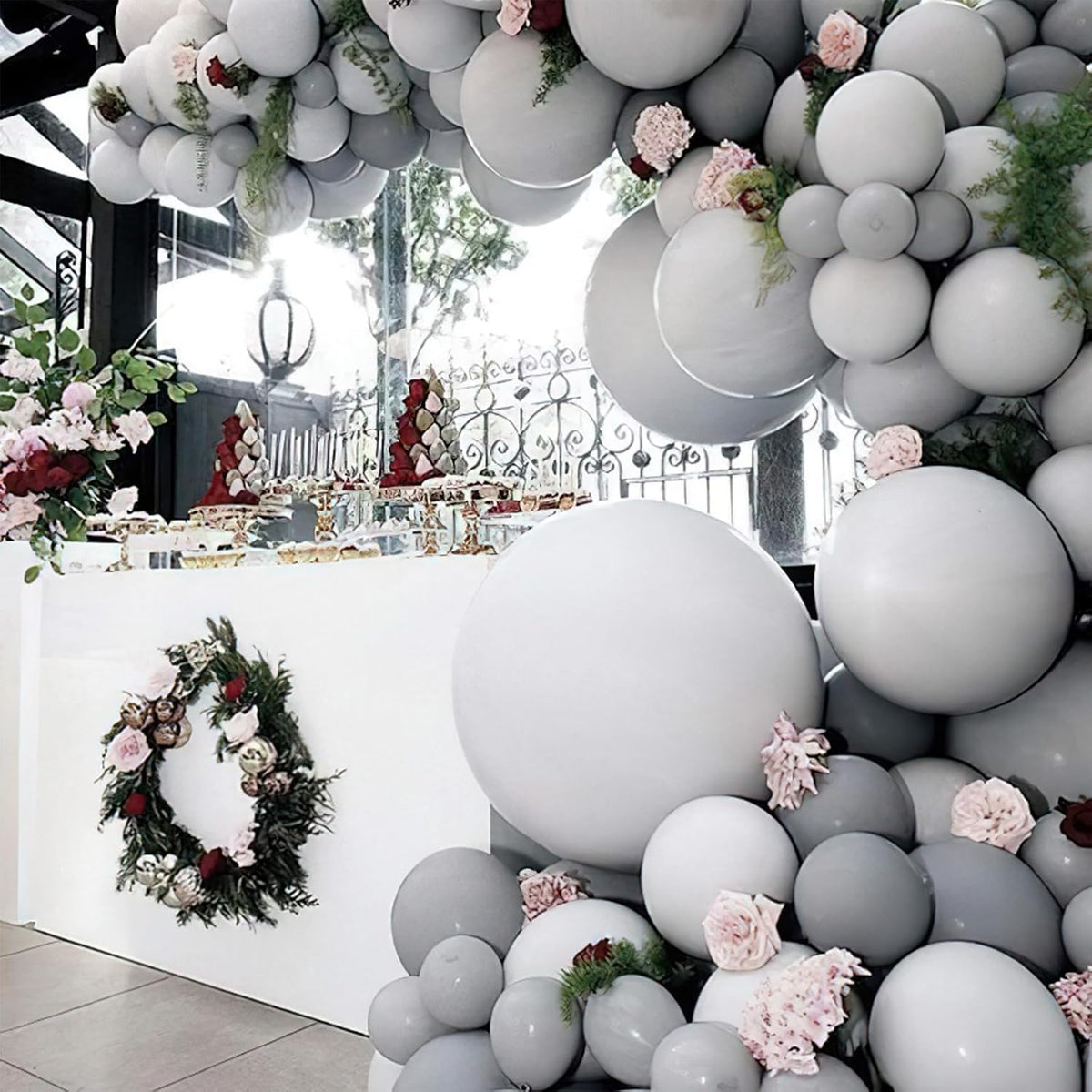 PartyWoo Gray Balloons - 120-Piece Matte Latex Balloon Arch Kit for Baby Showers & Weddings | 5-12 Inch Sizes