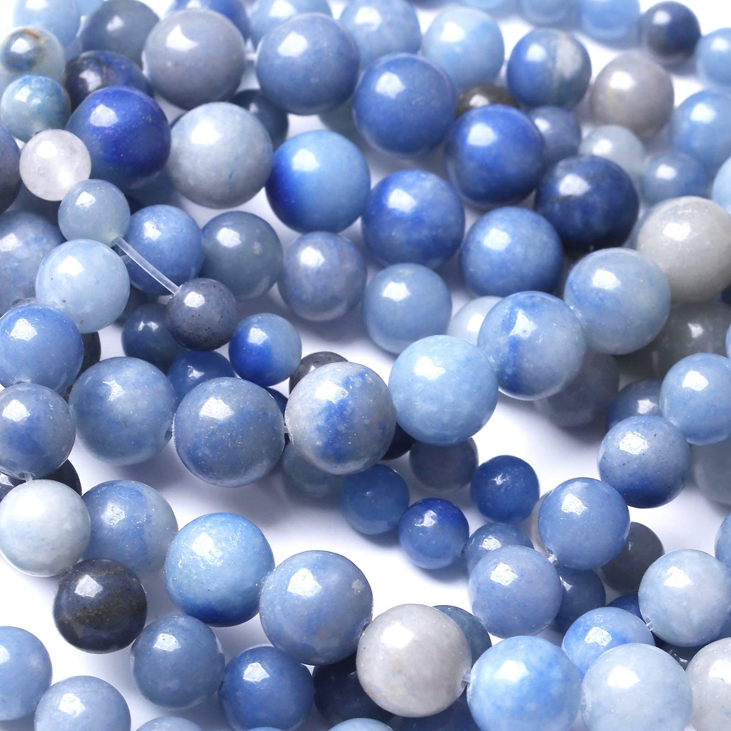36PCS 10MM Natural Blue Aventurine Beads Round Loose Stone Beads for Jewelry Making DIY Energy Stone Healing Power Bracelet 15"