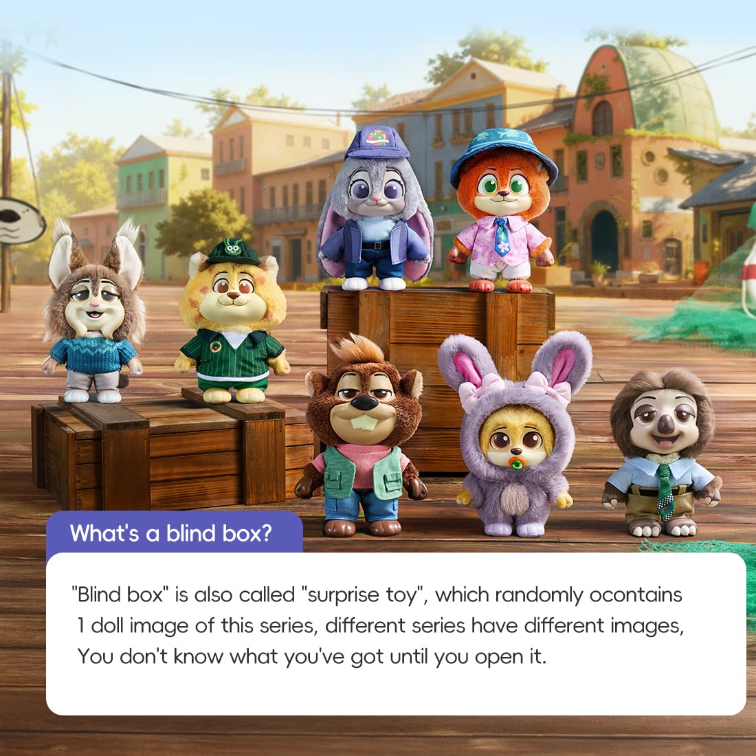 MINISO Disney Zootopia 2 City Residents Series Vinyl Plush Keychain Blind Box, Cute Animal Figure Charm Collectible Surprise Gift for Bag Decor, Random Single Box