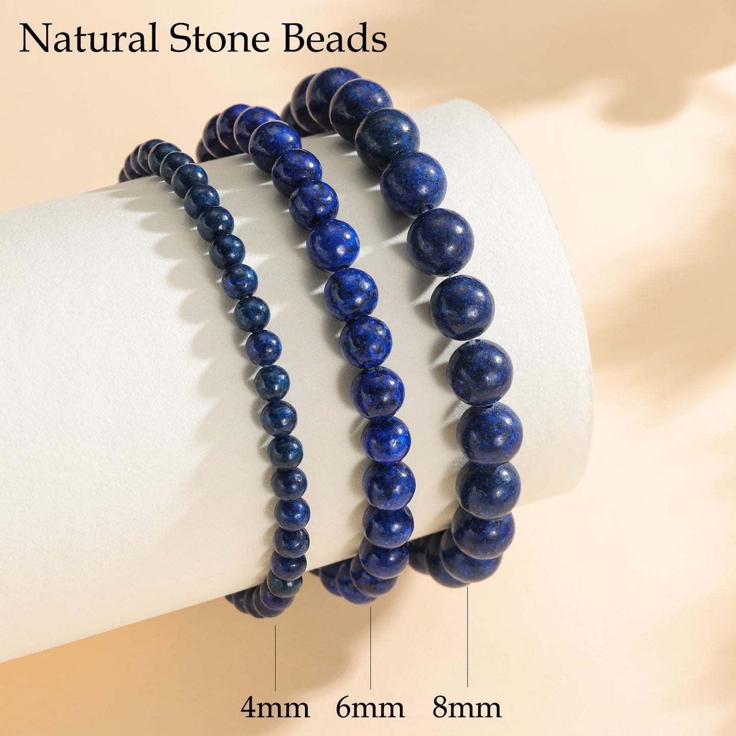 Udolfly Womens Crystal Beaded Bracelets for Women Men Protective Energy Bracelet Natural Gemstone Bead Bracelet 8mm Lapis