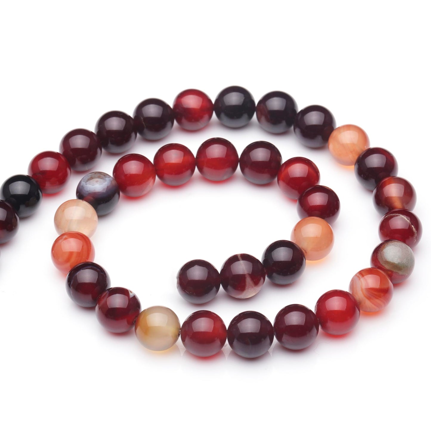 Youngbling Natural Gemstone Beads for Jewelry Making,8mm Wine Red Agate Polished Round Smooth Stone,Genuine Real Stone Red Beads for Bracelet Necklace 15 Inch(Wine Red Agate,8mm)
