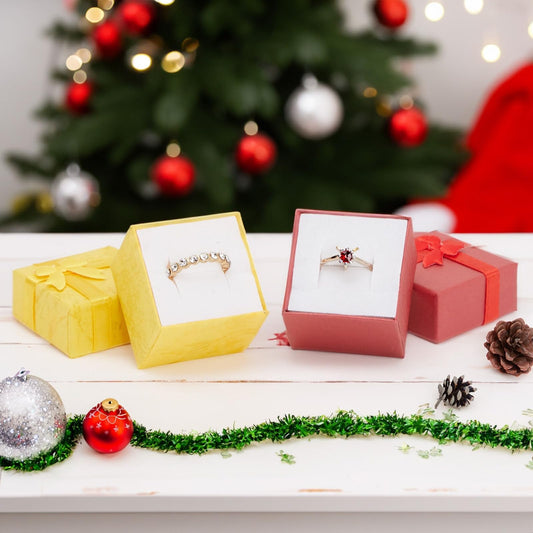 Juvale Ring Boxes Bulk Set - 24-Pack Multi-Color Square Cardboard, 1.6 x 1.2 x 1.6 In - Mini Gift Box with Lid & Bow for Rings & Jewelry