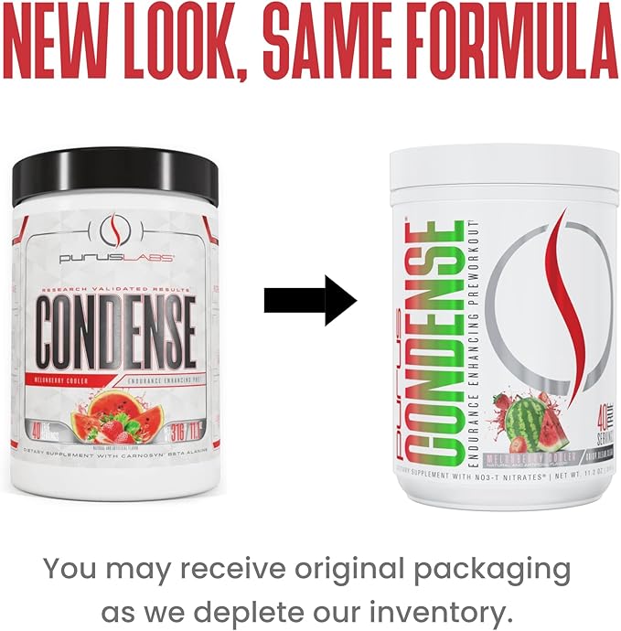 Purus Labs CONDENSE PreWorkout Powder, 40 Servings (Melonberry Cooler)