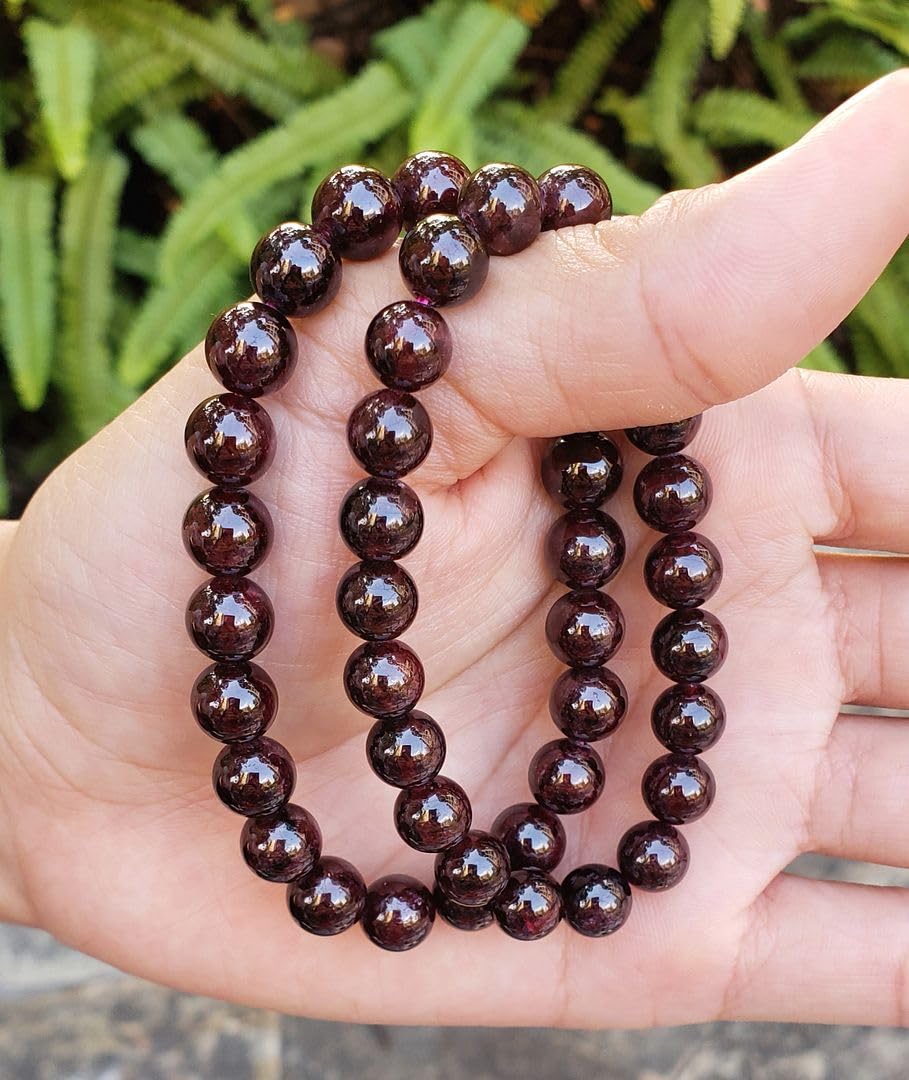 Adabele Real Natural Garnet Bracelet 8 inch Stretch Gemstone Beaded Bracelet Chakra Healing Crystal Stone Jewelry Women Mom Gift (Unisex) GB8-C8